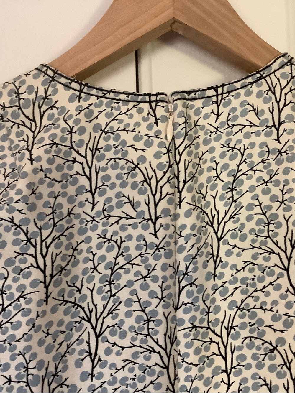 Marni Cream Dress with Black Botanical Print - Short Sleeve Peplum Mini - Picture 5 of 8